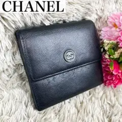 鑑定済み✨シャネル 折り財布 コンパクト ココマーク オールレザー ブラック