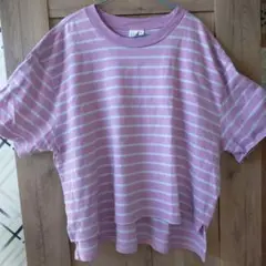 GAP ピンク/ホワイト ストライプ Tシャツ XS/S