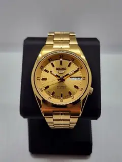 【極美品】セイコー5 7S26-02C0 自動巻き 稼働 ゴールド Seiko 5 Automatic 7s26-02C0 Railway Time Luminous Dial