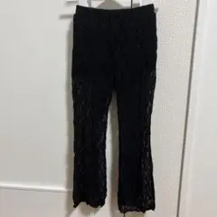 ブラック レース フレアパンツ