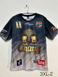 タイ現地販売　プラクティスシャツ　11番　3XL 灰黒グラデーション