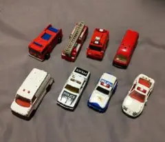 トミカ ミニカー チョロQ緊急車両セットパトカー・ 救急車・消防車など8台