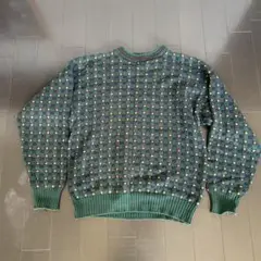 BILL BLASS 緑　チェック柄 ニットセーター