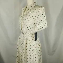 新品　Ruchiel　生成り　ドット　ロング　シャツワンピース　B3508