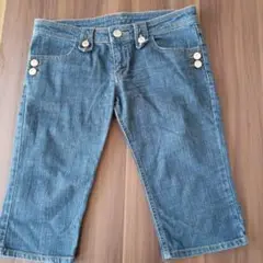 ダークブルー クロップドデニムパンツ