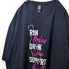 ギルダン ワイン 英字ロゴ Tシャツ ブラック 黒 2XL 古着