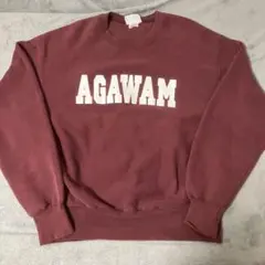 Lee AGWAM プリント トレーナー L バーガンディ　リバースウィーブ