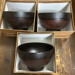 【山中漆器　老舗\"喜八工房　夫婦汁椀セット】天然木製　荒筋　曙/根来塗　未使用品 夫婦椀 やまと 合鹿ペア椀 溜・古代朱 2客セット 木製 漆塗り 12