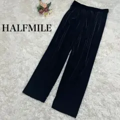 【HALFMILE】ベロアパンツ　黒　ブラック　秋冬　シンプル　カジュアル