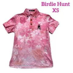 ⭐️バーディーハント 半袖ポロシャツ　ゴルフウェア　桜　ピンク　スカル　XS＊QG