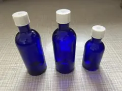 「生活の木」新品 青色ガラスボトル 3サイズセット