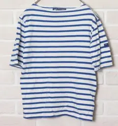 SAINT JAMES ボートネック Tシャツ 白/青ストライプ