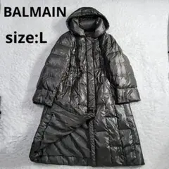 BALMAINバルマン ダウンコート ロング丈 フード付き 大きいサイズ L 茶