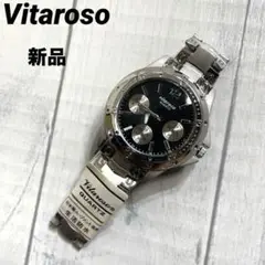 新品　腕時計　日本製ムーブメント　生活防水　シルバー　黒　クロノグラフ装飾