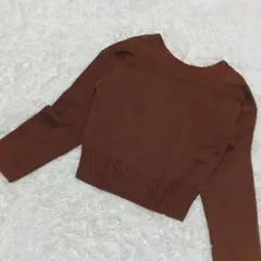 美品☆ロクビューティアンドユース ウールバックカシュクールニット ショート 茶