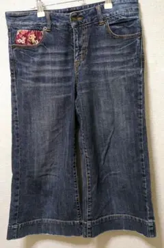 oririn jeans 和柄ポケットレディース デニムキュロット ガウチョ