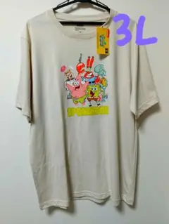【新品】SpongeBob メンズTシャツ 3L ベージュ スポンジボブ 綿混