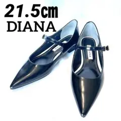 ✨極美品✨DIANAダイアナポインテッドトゥレザーブラックストラップ21.5cm