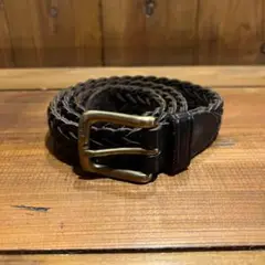 ラルフローレン ポニー刻印 レザー メッシュベルト 80/32 編み込み 90s