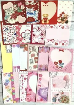 作家さんバラメモおすそ分け 20種×2枚 計40枚 ハート柄、バレンタイン風