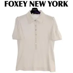 FOXEY NEW YORK 半袖 ハーフボタンシャツ 薄ベージュ