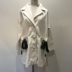 アンクルージュ ポケットリボンコート サイズM 白