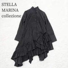 STELLA MARINA collezine 長袖シャツワンピース〈黒〉春夏秋