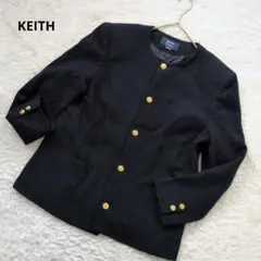 KEITH　ノーカラージャケット　Mサイズ ネイビー　金ボタン