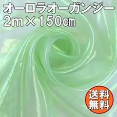 送料無料 オーロラ オーガンジー 生地 2ｍ ライトグリーン 手芸 布 P28