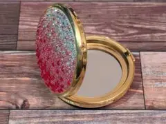 ❤️美品❤️グラデーションミラー 赤とピンクとクリア　片側拡大鏡　手の平サイズ