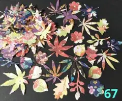 ダイカット　和風　葉っぱミックス70枚（花付き）