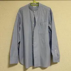 ユニクロ　バンドカラーシャツ　ライトブルーストライプ　Mサイズ