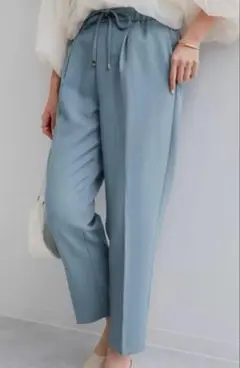 ツイル美脚　ドローストリングテーパードパンツ スラックス　andme