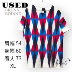 USED レア希少品 BRU NA BOINNE 幾何学模様 Tシャツ XL