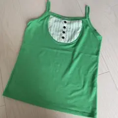 新品　キャミソール　緑　トップス　インナー　薔薇ボタン　カットソー　Tシャツ