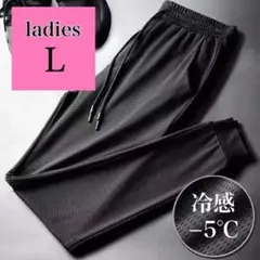 ジョガーパンツ レディース Lトレーニング 冷感　メッシュ 軽量 -5℃ 黒