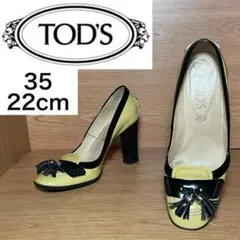 ★大人気★トッズ パンプス タッセル チャンキーヒール エナメル 定番 35