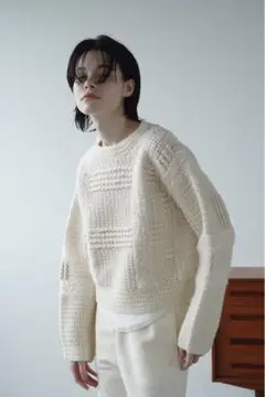 CLANE WIDE CHECK HAND KNIT