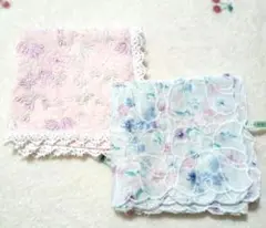 タオルハンカチ（TOCCA）（トッカ）（レース）（刺繍）（花）（リボン）中古品