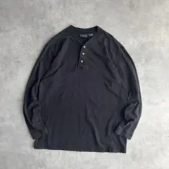 90s ベーシックエディション ヘンリーネックロンT 無地 ハープボタン