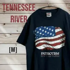 アメリカ古着/TENNESSEE RIVER 星条旗プリント Tシャツ ネイビー