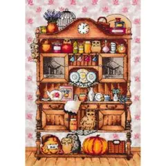 クロスステッチキット　フクロウの食器棚　18CT