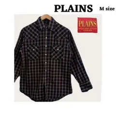 限定セール PLAINS チェック柄 ウエスタンシャツ Mサイズ