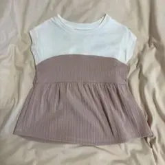 二色切替デザイン 半袖Tシャツ　ジーユー　ピンク　100cm