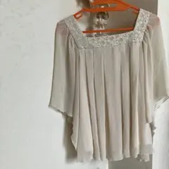 ru✨シフォンブラウス レース装飾 美品