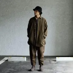 【Niche.】 BROWN Flower 刺繍 over SHIRT COAT