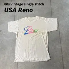 80sシングルステッチ　Tシャツ アメリカ　ネバダ州リノ　Reno 白　L