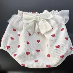 【美品】cottoli ベビーブルマ 70-80サイズ フリルリボン ハート柄