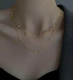 二重チェーン　ネックレス