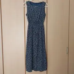 prose verse 　花柄ノースリーブワンピース ロング丈　ネイビー